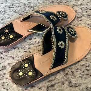 Jack, Rogers, black and gold women’s size 8 sandals